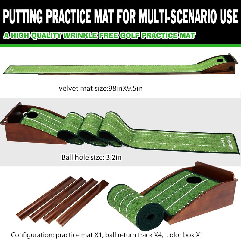 Dachenus Putting Green Indoor Mat Outdoor Golf Putting Mat with Automatic Ball Return - Ideal for Home, Office, and Outdoor Use - Image 3